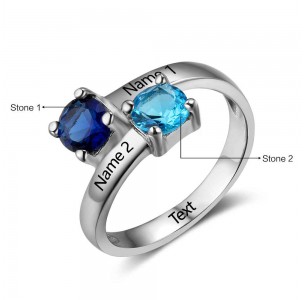 Birthstone Ring, Sterling Silver Personalized Engravable Ring JEWJORI102735